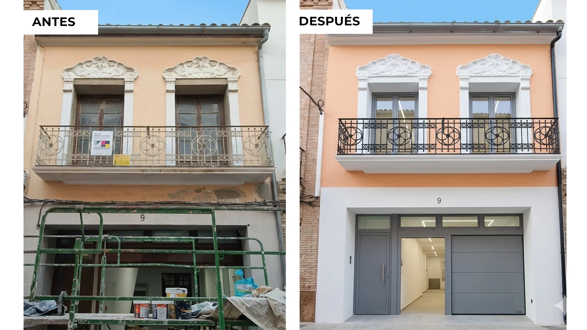 Rehabilitación de fachada en casa unifamiliar.