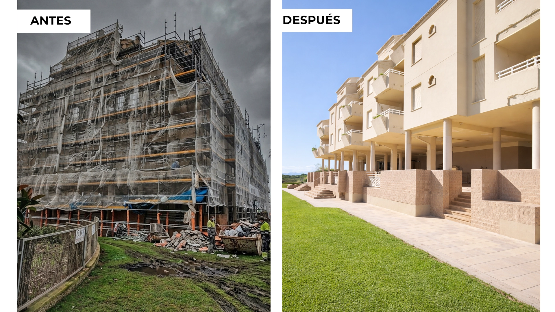 Rehabilitación de fachada en edificio.
